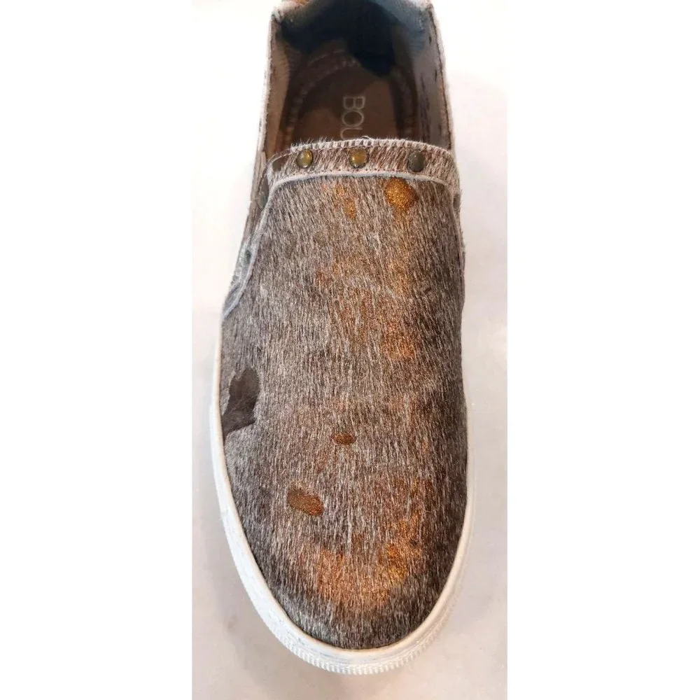 Corkys Womens Pine Top‎ Hair On Slip On Fashion Sneaker (Bronze) Size 9